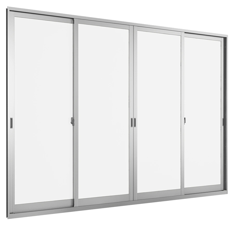 Cửa đi mở trượt 4 cánh 2 ray NS