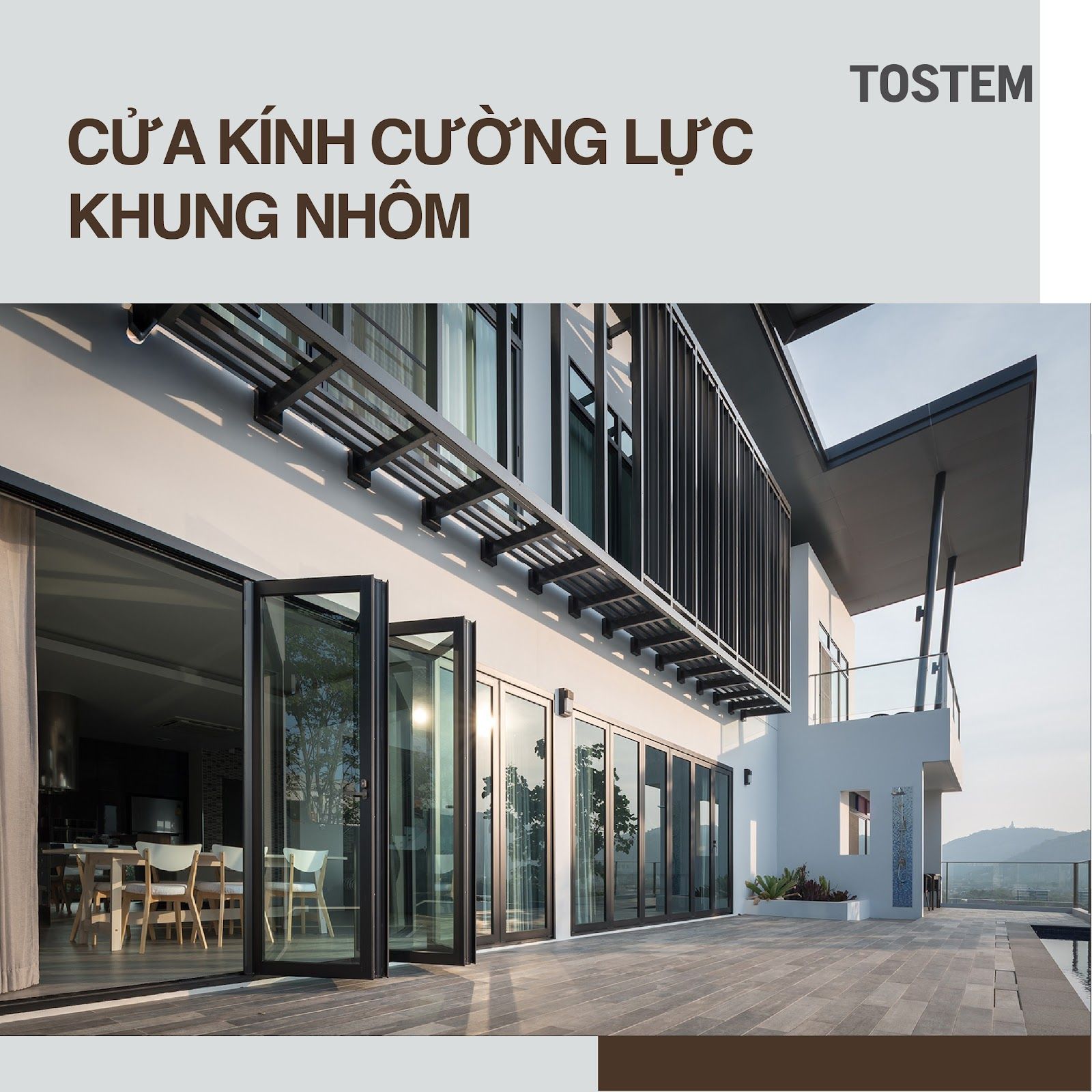 35 mẫu cửa kính cường lực khung nhôm đẹp, cao cấp, bền bỉ theo thời gian