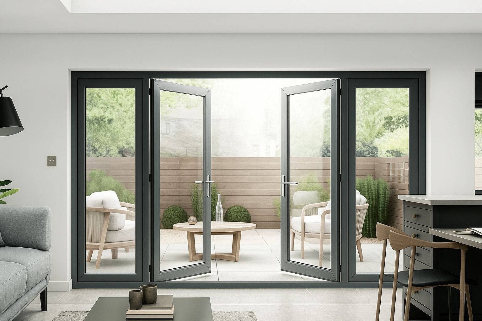 Khung nhôm kết hợp kính cường lực càng làm tăng độ bền bỉ cho cửa đi