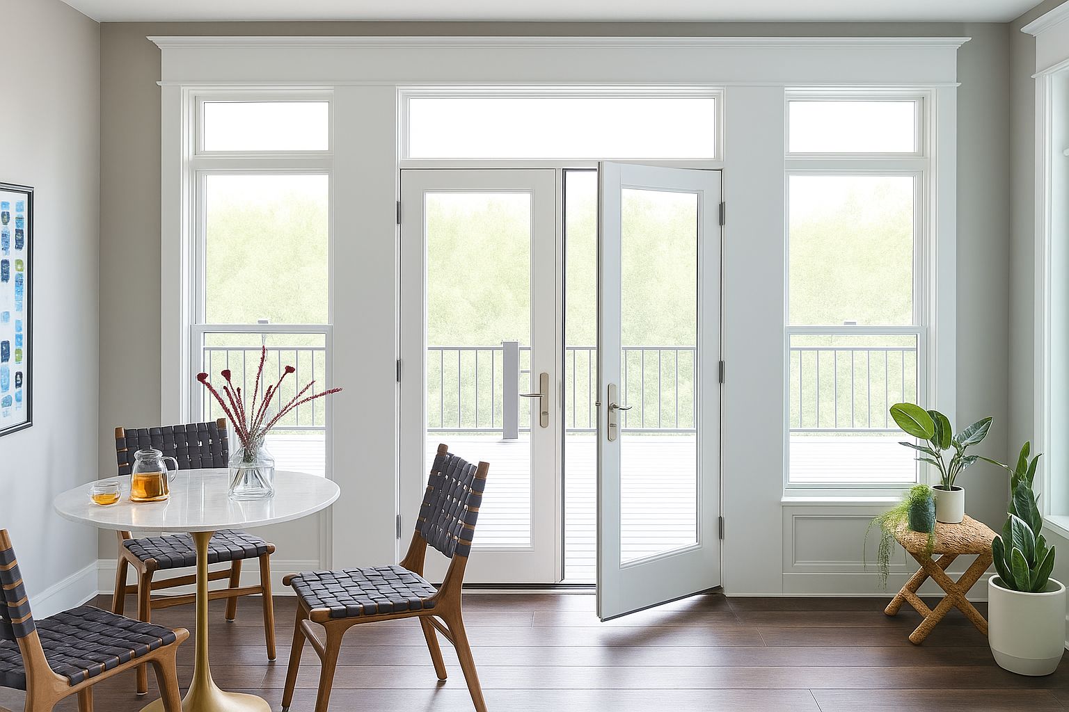 Cửa đi mở quay 2 cánh màu trắng sang trọng