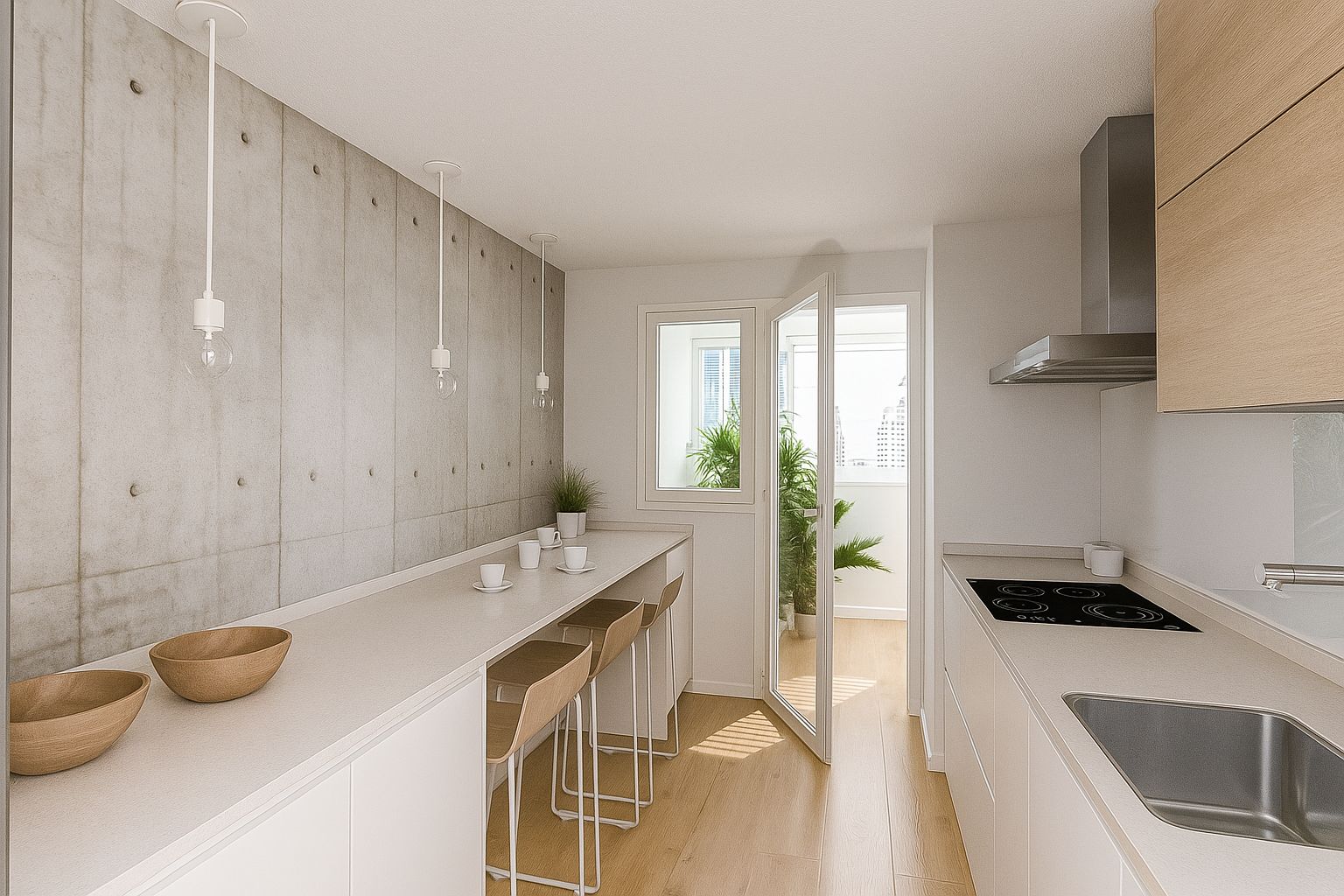 Những không gian nhỏ hoặc lối đi hẹp phù hợp với cửa đi mở quay 1 cánh