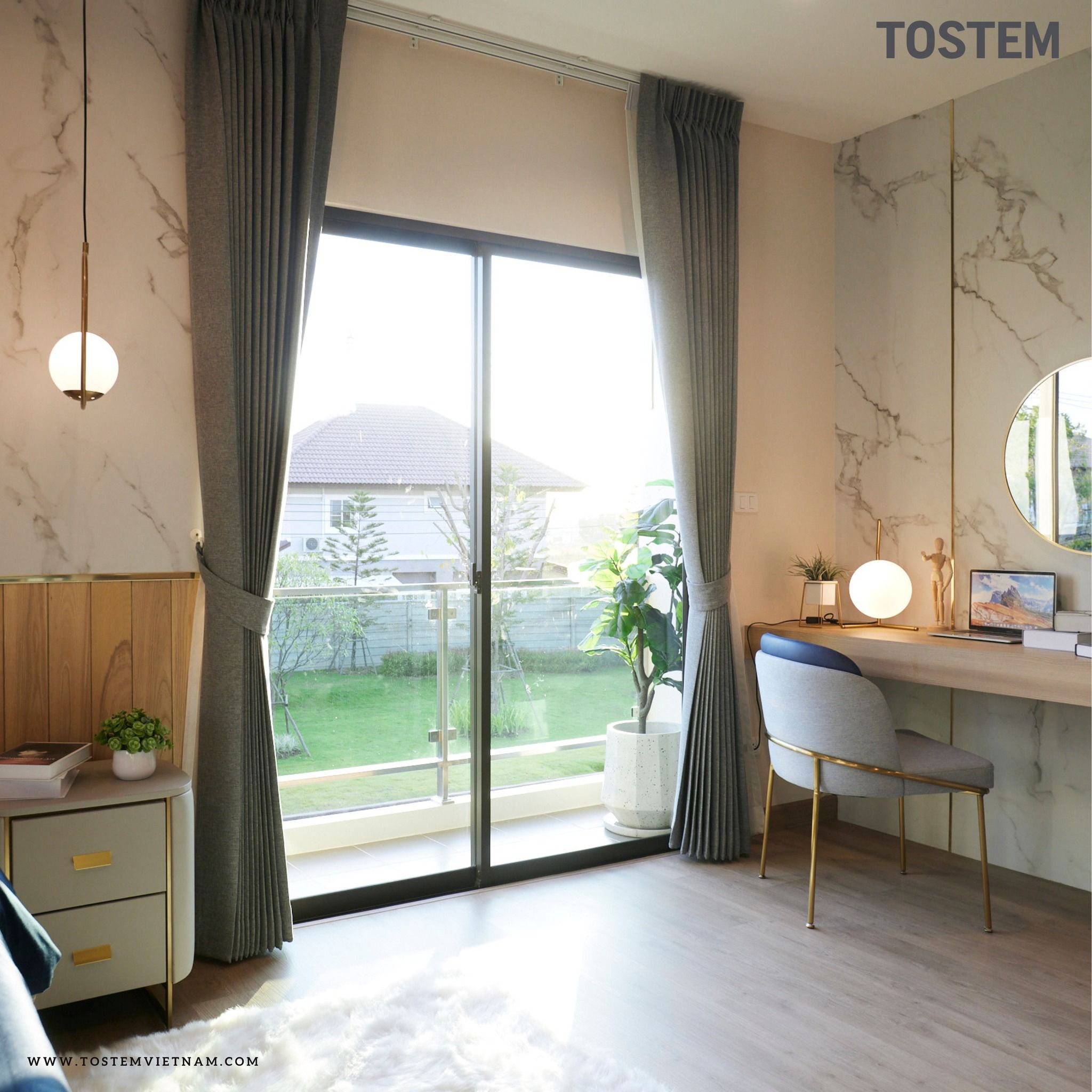 Cửa lùa TOSTEM được lắp đặt đồng bộ tại công trình cao cấp – hiện đại, bền vững theo thời gian