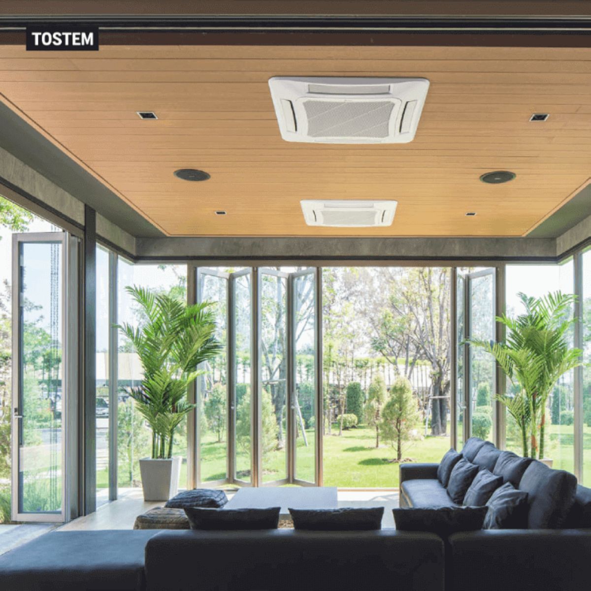 Mẫu cửa đi xếp trượt 6 cánh TOSTEM mở về hai phía