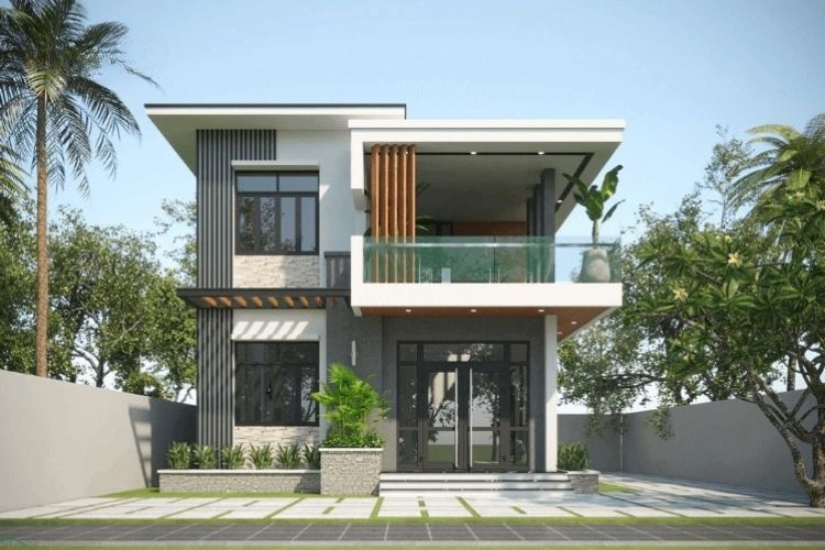 Mẫu biệt thự đẹp với thiết kế 2 tầng mái bằng
