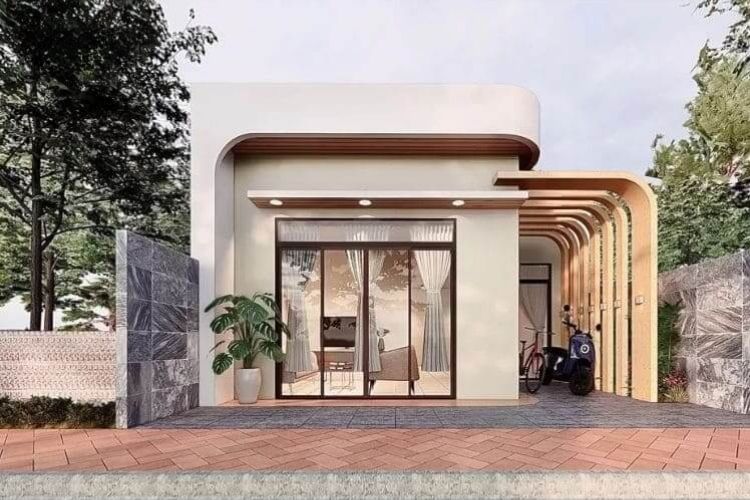 Mẫu nhà mái bằng đẹp phong cách Rustic