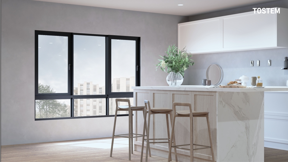 Cửa nhôm kính TOSTEM với phần viền mỏng tinh tế