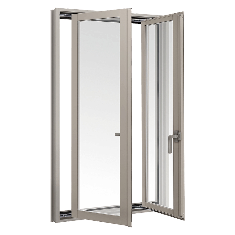Cửa sổ mở quay 2 cánh nhôm kính phòng khách hệ NS cao cấp
