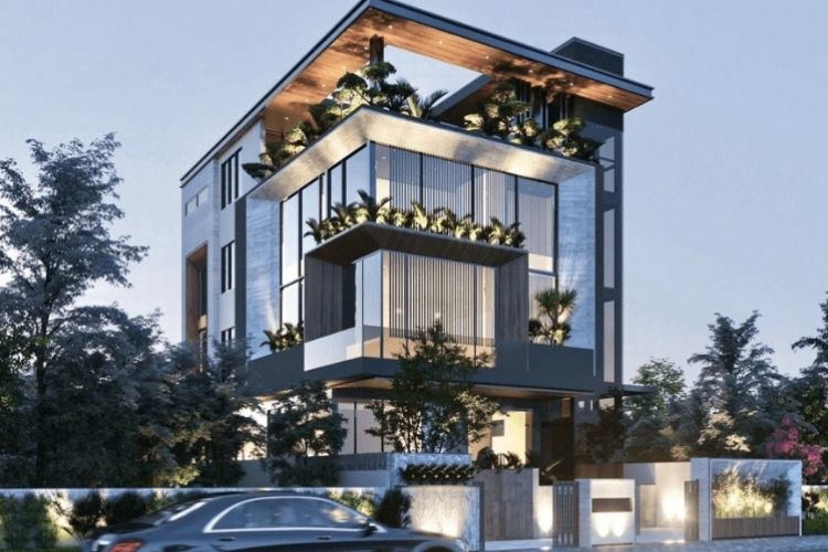 Biệt thự hiện đại kết hợp với cửa nhôm kính mang đến không gian đẳng cấp