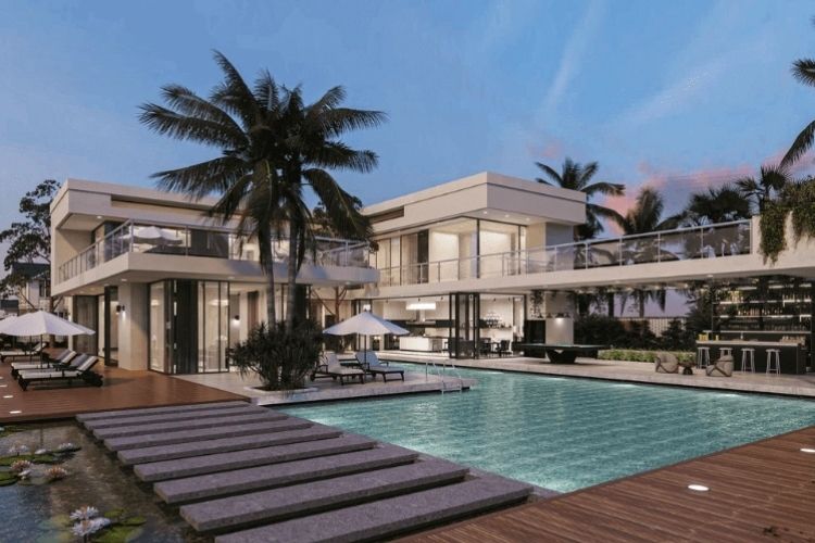 Biệt thự hiện đại 2 tầng có khu vực bể bơi sang trọng