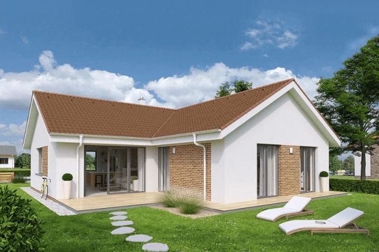 Mẫu nhà chữ L đẹp, hiện đại kết hợp với cửa nhôm kính cao cấp
