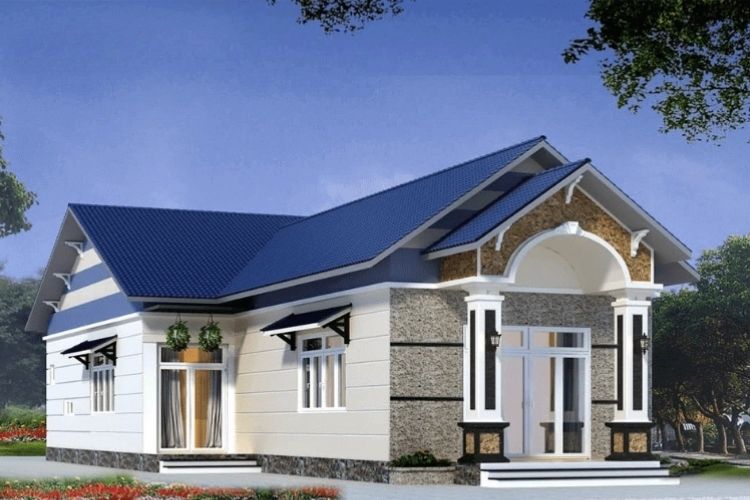 Mẫu nhà chữ L 1 tầng đẹp, đơn giản