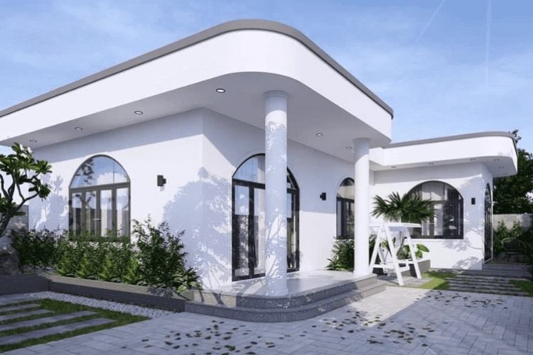 Thiết kế nhà chữ L đơn giản với hệ cửa nhôm kính hiện đại
