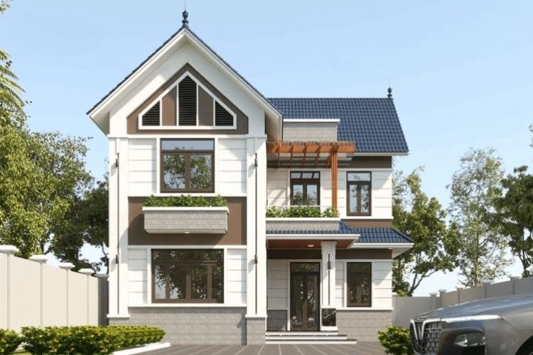 Mẫu nhà phố mái thái với thiết kế hình chữ L ấn tượng