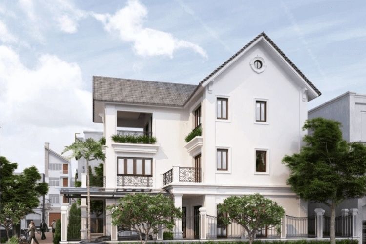 Mẫu nhà 3 tầng chữ L có hai mặt tiền