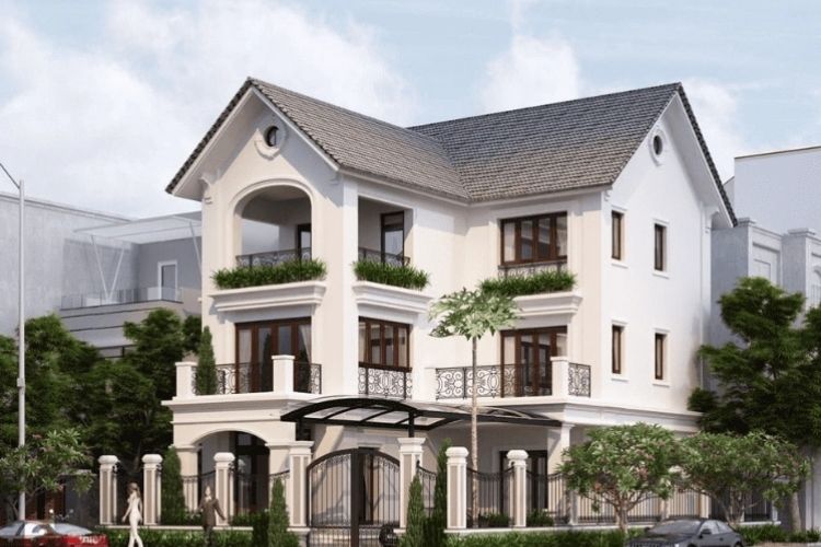 Mẫu nhà 3 tầng chữ L đẹp, hiện đại