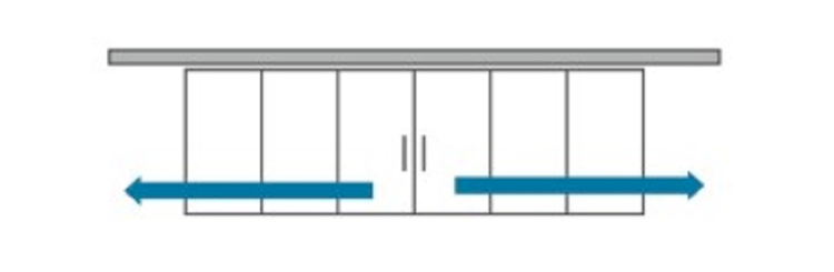 Cửa nhôm trượt ray trên 6 cánh với hệ ray dài mở rộng