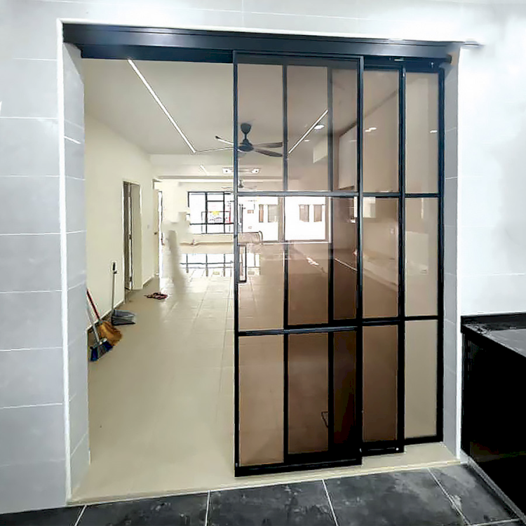 Cửa trượt treo 3 cánh cùng mở về bên phải