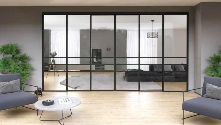 Cửa trượt treo 6 cánh lắp đặt trong biệt thự