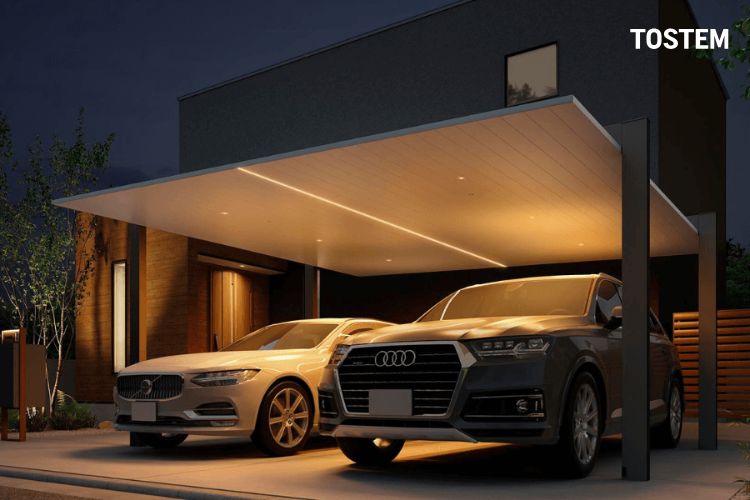Mái che carport SC có thiết kế đơn giản, hiện đại