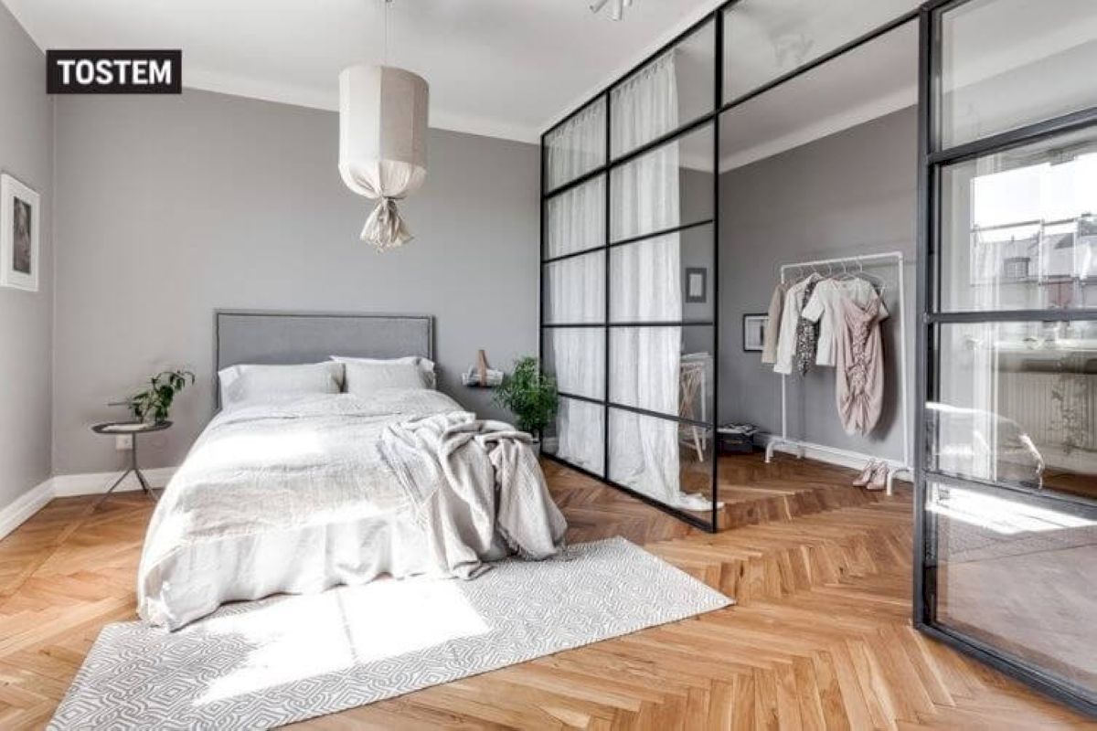 Vách ngăn phòng nhôm kính cửa lùa TOSTEM cách âm, cách nhiệt tốt