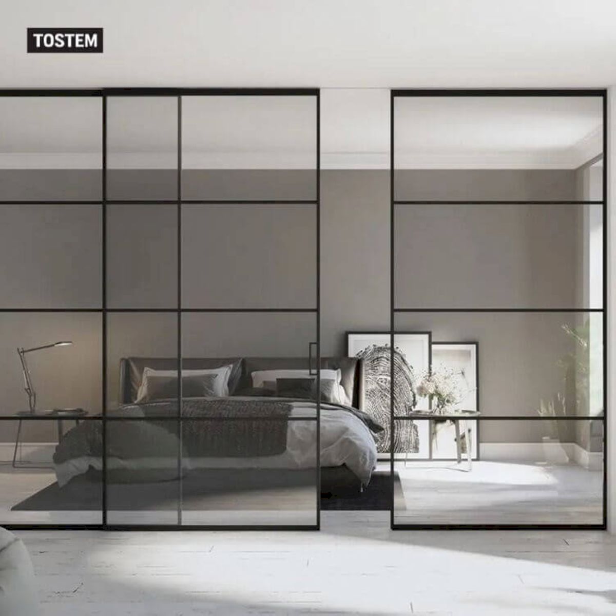 Vách ngăn nhôm kính cửa lùa phòng ngủ của TOSTEM có khả năng cách âm hiệu quả