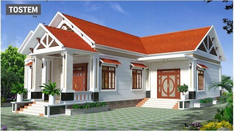 Thiết kế nhà cấp 4 chữ L sang trọng tối ưu quỹ đất