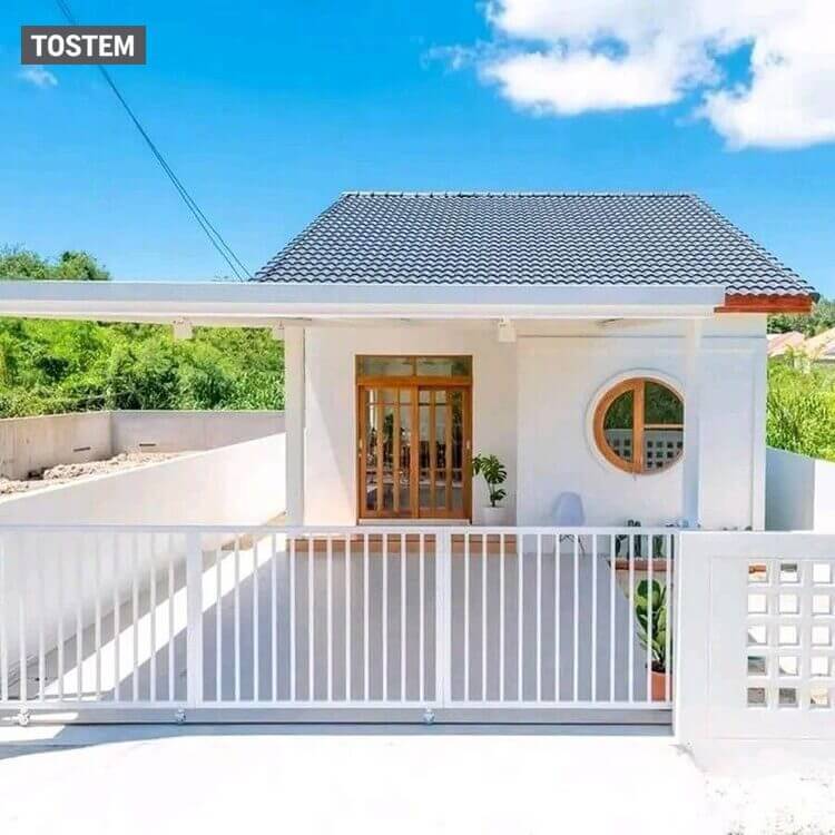 Mẫu nhà cấp 4 đơn giản với mặt tiền tông trắng trẻ trung