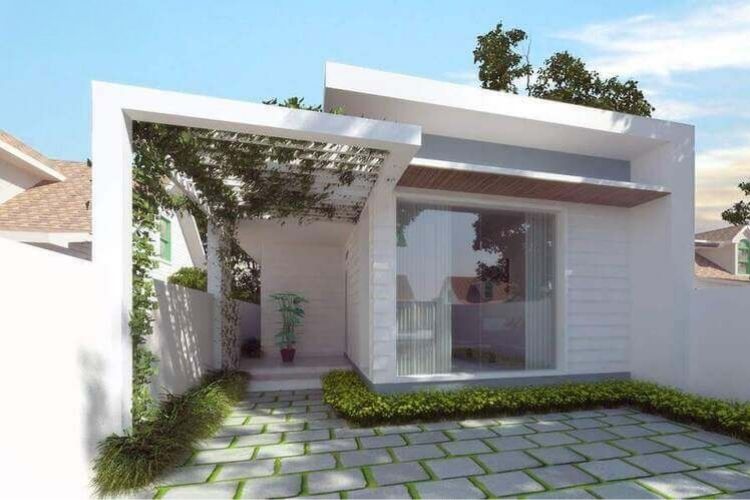 Mẫu nhà cấp 4 đẹp giá rẻ sắc trắng tinh tế, hiện đại