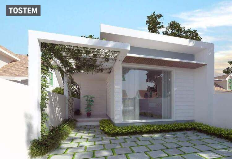 Mẫu nhà cấp 4 đẹp giá rẻ sắc trắng tinh tế, hiện đại