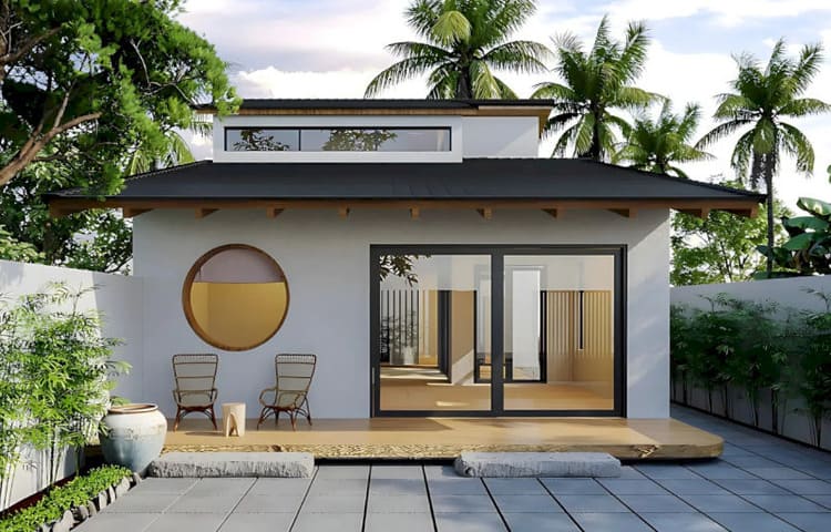 Mẫu nhà cấp 4 đẹp 300 triệu 70m2 có khoảng sân nhỏ thoáng đãng, thư giãn
