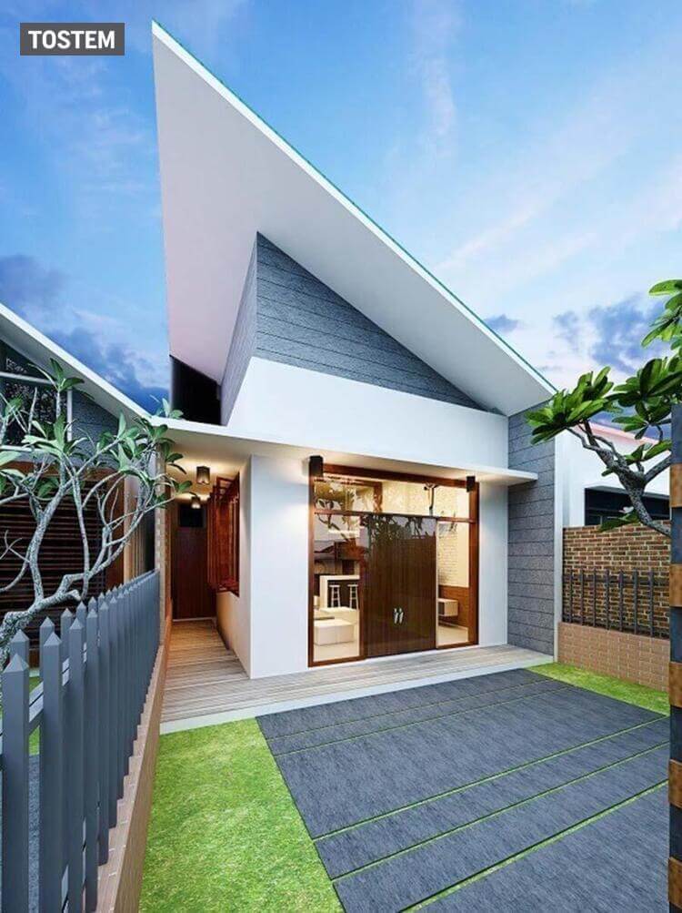 Nhà cấp 4 giá rẻ nhỏ gọn, tông ghi sáng hiện đại