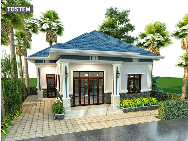 Nhà cấp 4 mái Thái 300 triệu kết hợp cửa nhôm chia ô hiện đại, tối ưu không gian