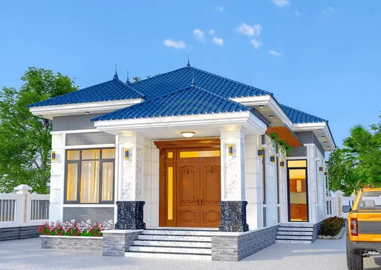 Mẫu nhà cấp 4 giá rẻ 300 triệu mái Nhật đẹp sang