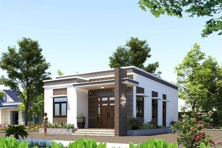 Mẫu nhà mái bằng với thiết kế vuông vức, đơn giản