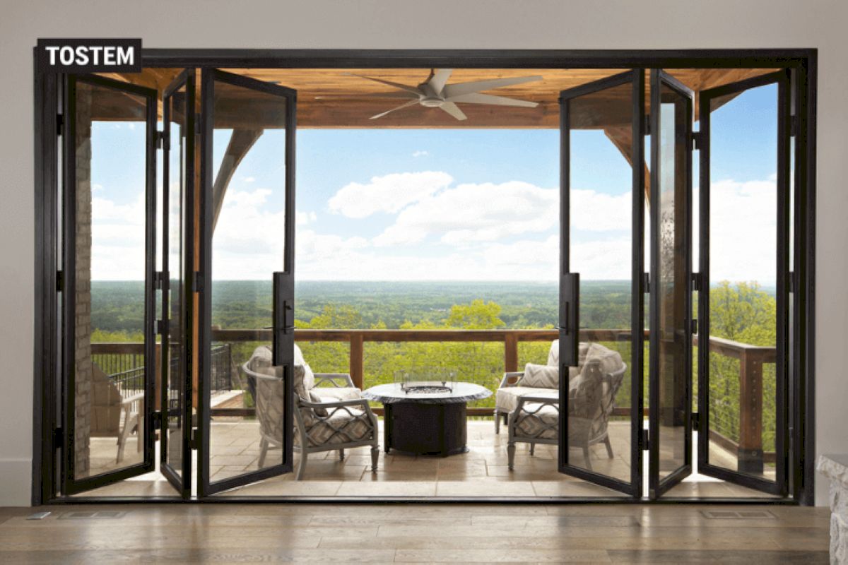 Cửa nhôm xếp gấp 6 cánh lớn cho tầm nhìn rộng
