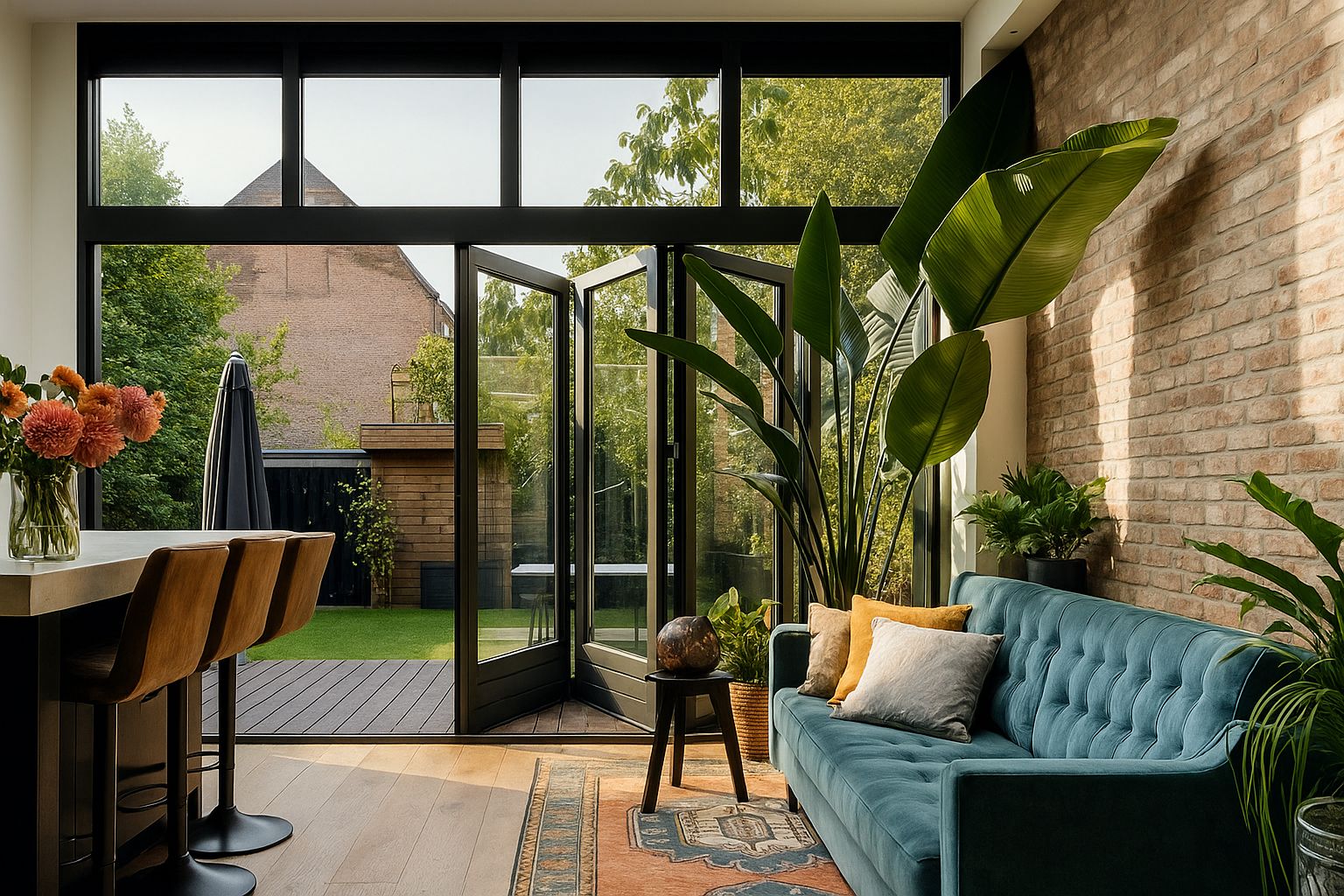 Thiết kế cửa nhôm xếp gấp phù hợp với phong cách cổ điển