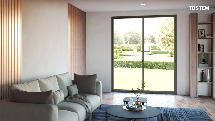 Cửa đi mở trượt 2 cánh giúp tiết kiệm không gian cả trong và ngoài