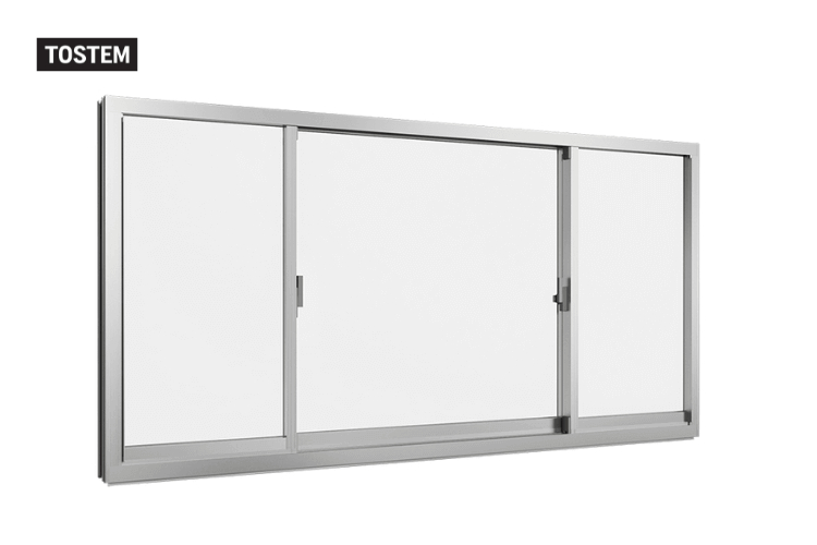 Cửa lùa nhôm 3 cánh 2 ray hệ GRANTS của TOSTEM