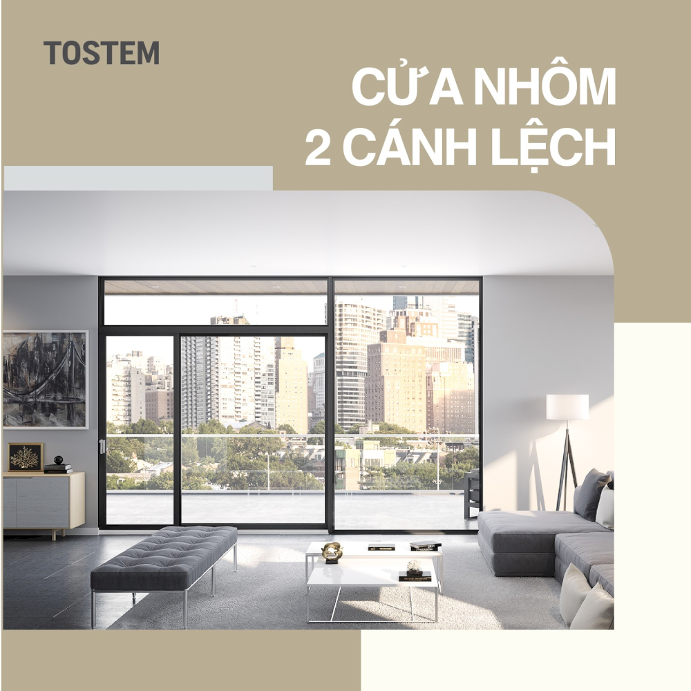 20+ mẫu cửa nhôm 2 cánh lệch: Giải pháp mở rộng không gian sống