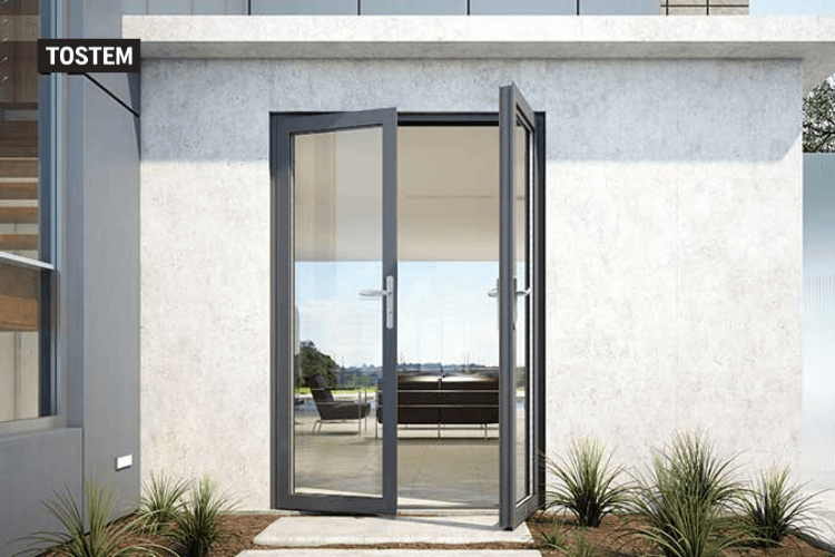 Mẫu cửa đi mở quay 2 cánh mở ngoài tối giản, hiện đại