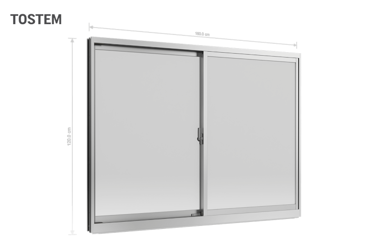 Mẫu cửa sổ mở trượt 2 cánh hệ ATIS của TOSTEM