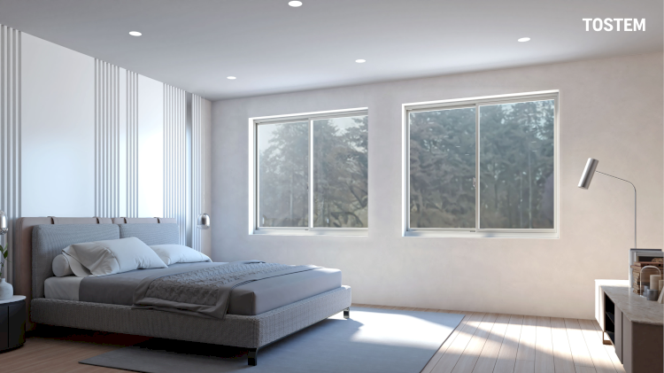 Mẫu cửa sổ TOSTEM mở lùa 2 cánh tiết kiệm không gian thông minh
