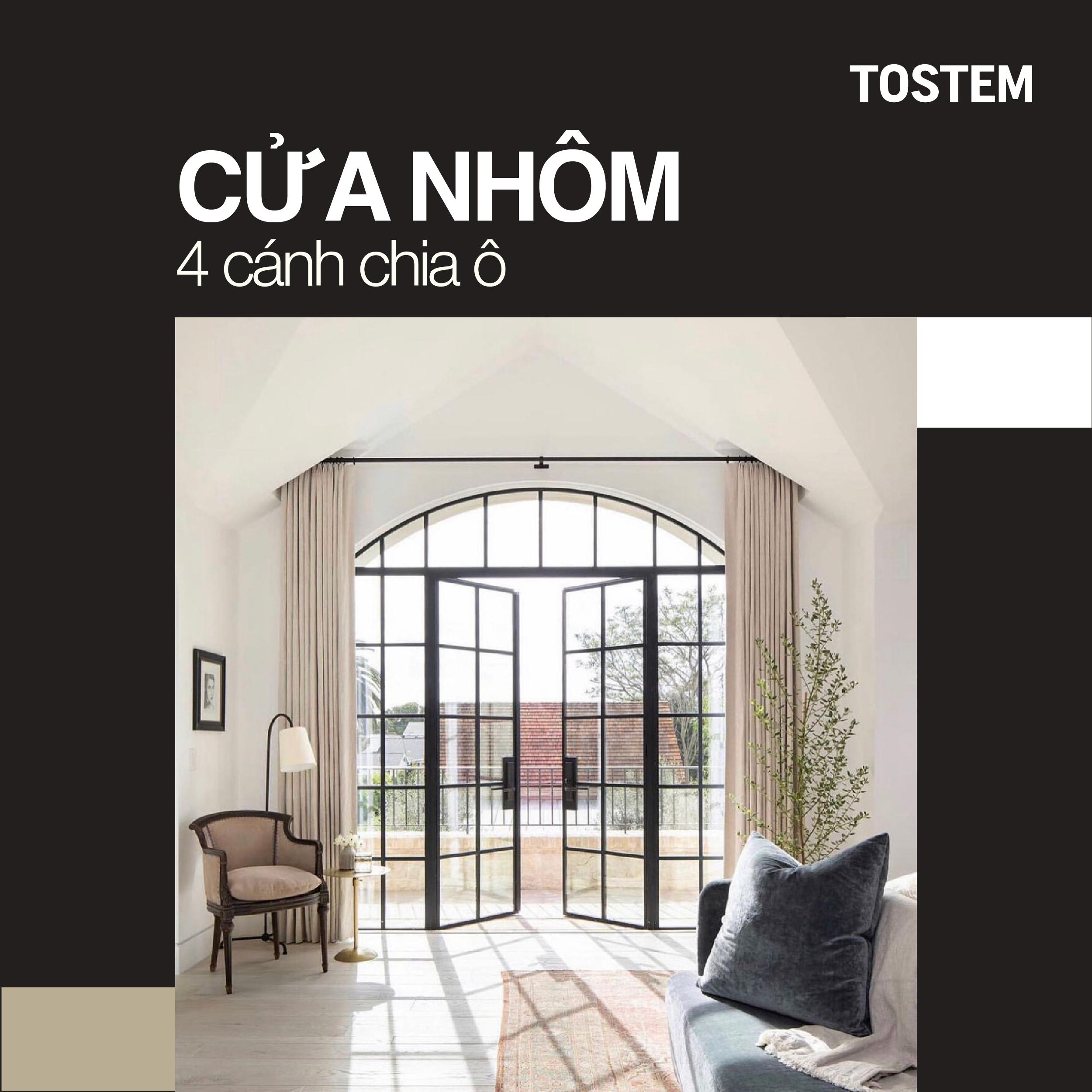 25 mẫu cửa nhôm 4 cánh chia ô: Giải pháp an toàn và sang trọng