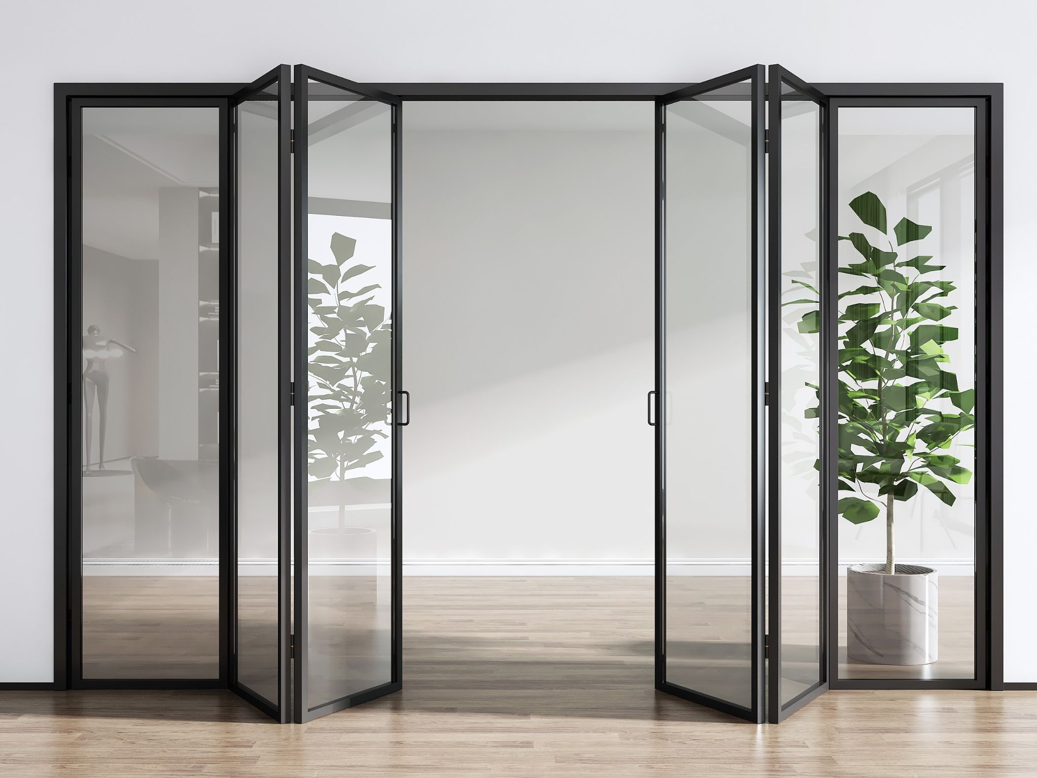 Cửa nhôm mở trượt quay với kiểu dáng tối giản và tinh tế