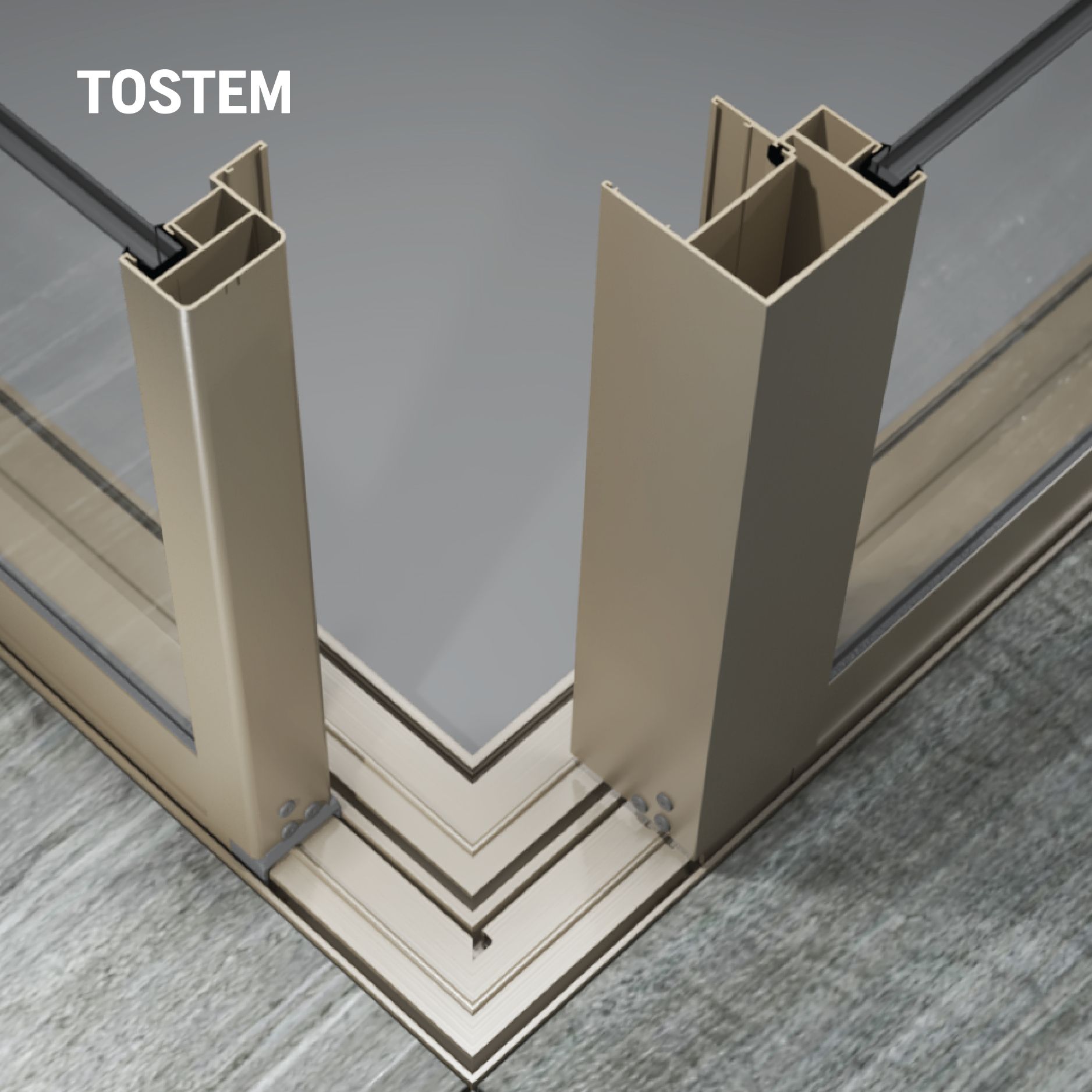 TOSTEM sử dụng vật liệu nhôm A6063-T5 cao cấp giúp cửa có độ bền vượt trội.