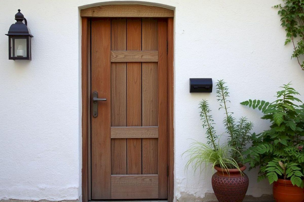 Cửa chính 1 cánh chất liệu gỗ làm giảm tiếng ồn