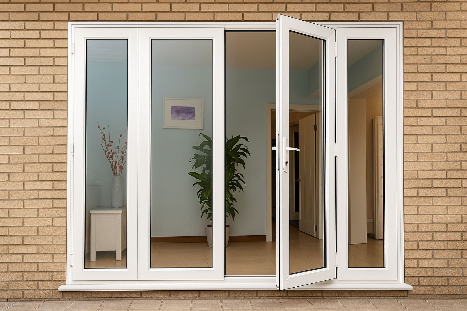 Thiết kế cửa đi 2 cánh lệch vẫn có độ cân xứng đẹp mắt