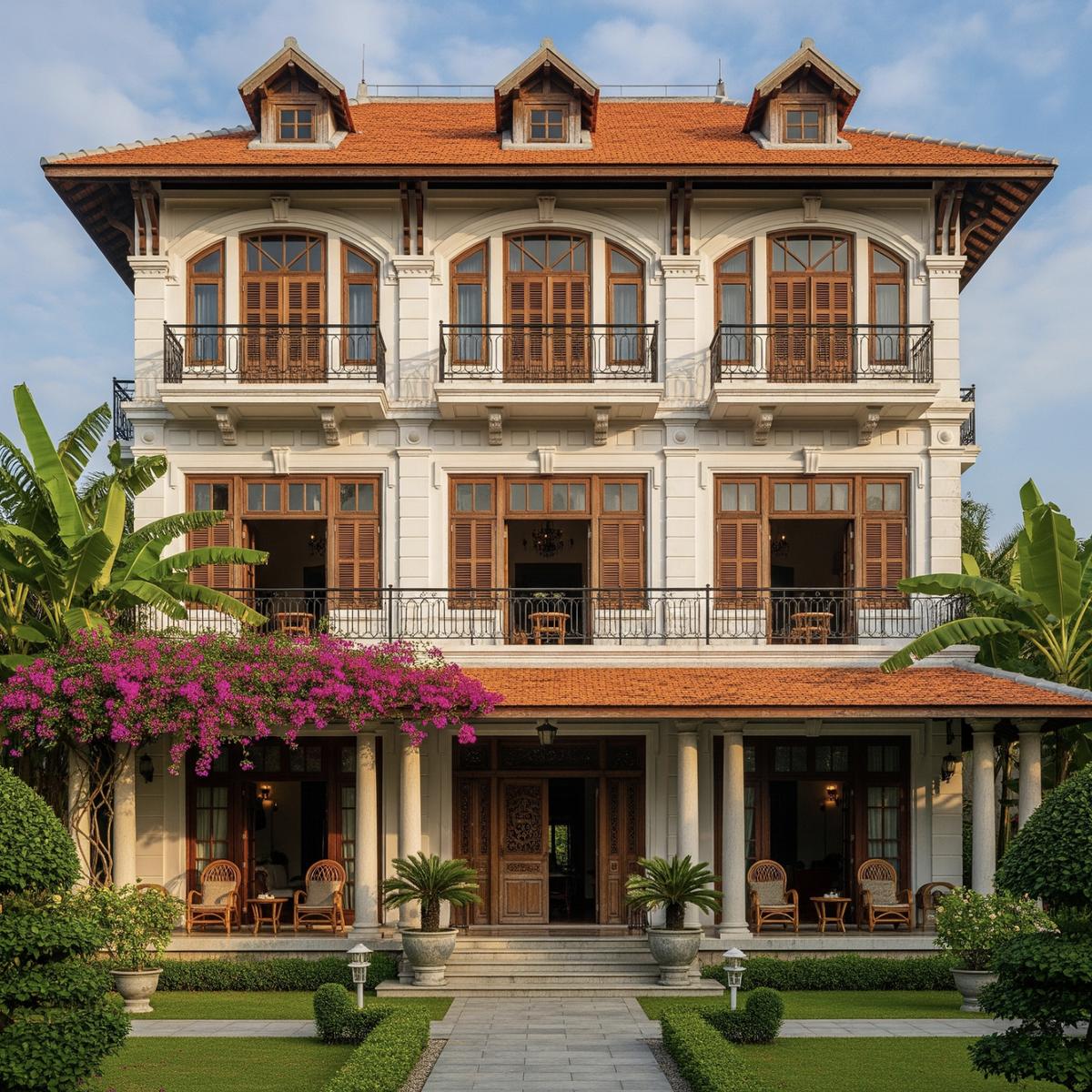 Biệt thự Indochine 3 tầng cổ điển Á Đông. 
