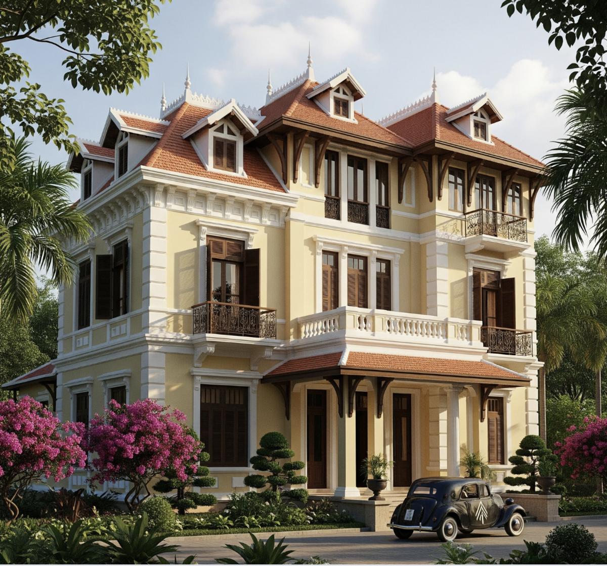 Biệt thự Indochine 3 tầng kiêu hãnh, sang trọng. 
