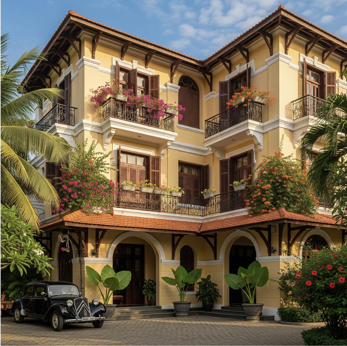 Biệt thự Indochine pha trộn Pháp và Việt tinh tế. 
